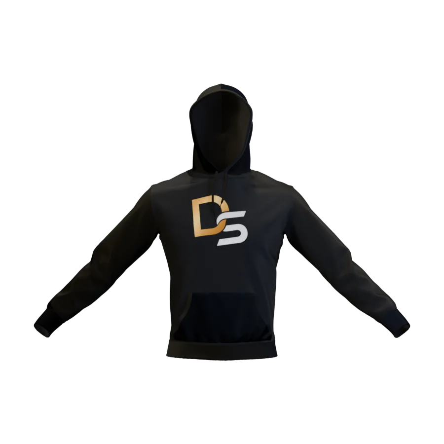 Schwarz-goldenes 3D-Modell eines Hoodies für die Musterabstimmung